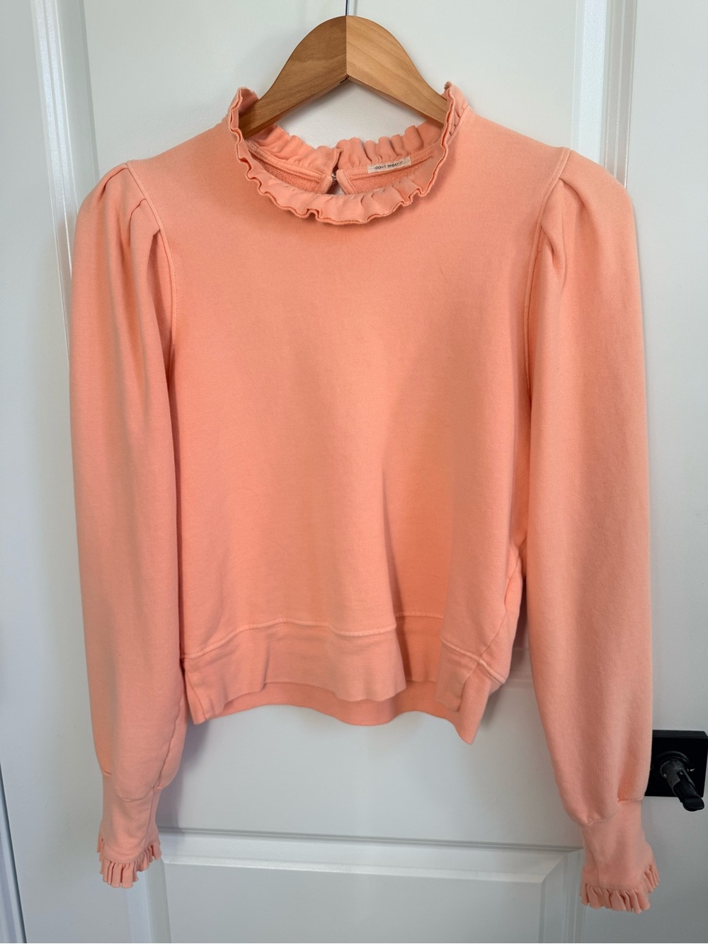 MOTHER Peach Ruffle-Neck Pullover Sweatshirt - Picture 1 of 3